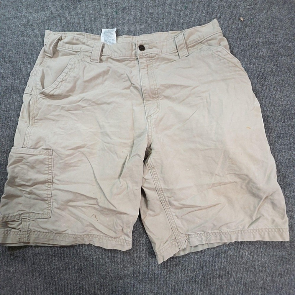 Carhartt Cargo Shorts Mens 38 Beige Canvas Relaxed Fit Workwear Utility Summer